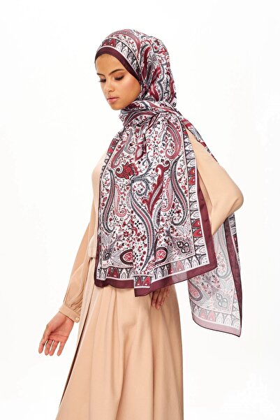 MOISCARF Royal Tangle Refined Jan Jan Ethnic Patterned Shawl Burgundy