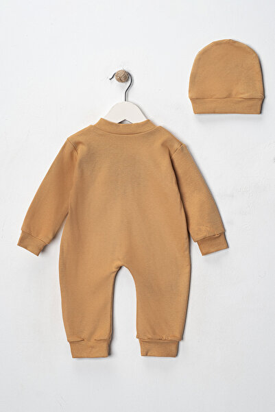 DIMPLE BABY Solid Color Buttoned Beret 2-Piece Jumpsuit Set