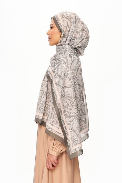 MOISCARF SİLVER ROSE Σάλι με εθνοτικό σχέδιο Superior Soft Ashy Brown