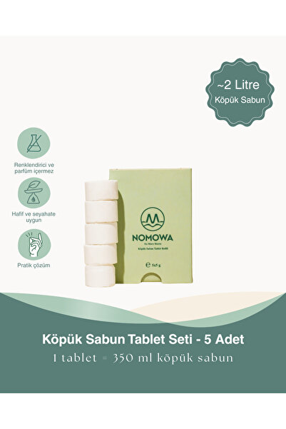 NoMoWa Köpük Sabun Tablet Seti - 5 Adet (~2 litre köpük sabun)