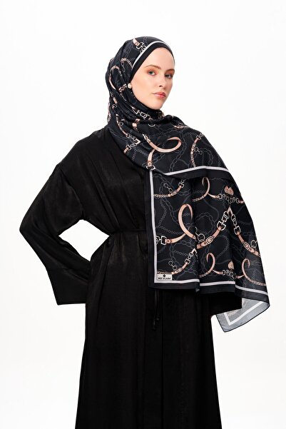 MOISCARF Cote D'Azur Superior Soft Chain Patterned Shawl Dark