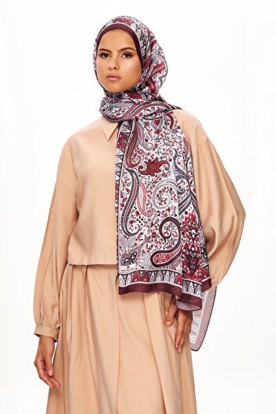 MOISCARF Royal Tangle Refined Jan Jan Ethnic Patterned Shawl Burgundy