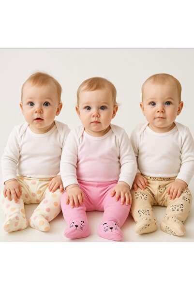 Baby Blue Babyblue Kaplan Desenli 3lü Tek Boy Pantolon Takım Patikli Tek Alt Takım %100 Pamuk