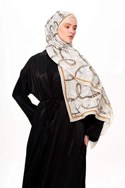 MOISCARF Cote D'Azur Superior Soft Chain Patterned Shawl Ecru