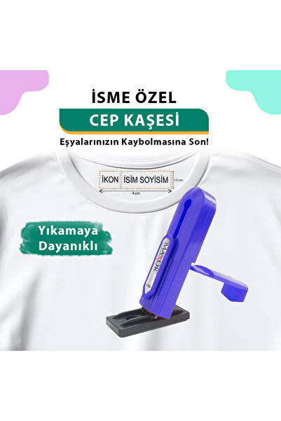 GIFTSOME Mavi Öğrenci Cep Kaşesi, Okul Anaokul Kreş Kaşesi, Defter Kitap, Kıyafet Elbise Kaşesi Etiketi