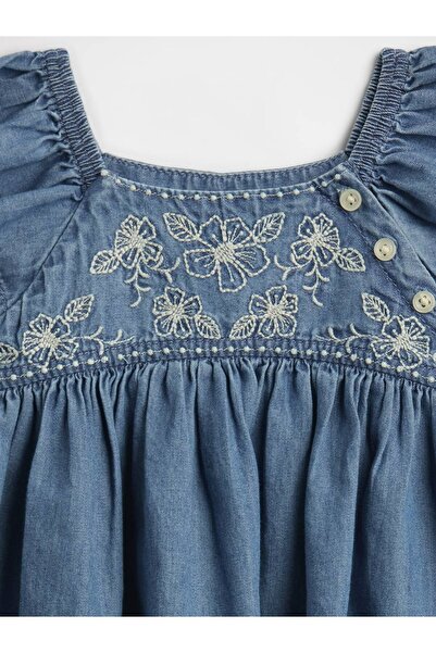 GAP Bebek Koyu Mavi Fırfırlı İşlemeli Outfit Set