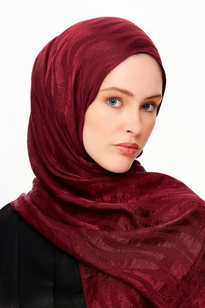 MOISCARF Sable Drift Premium Jacquard Shawl Burgundy