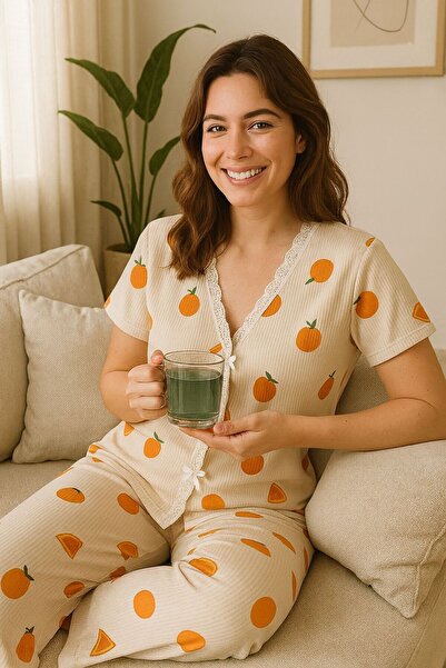 cdh çeyize dair herşey Orange Garden Pajama Set