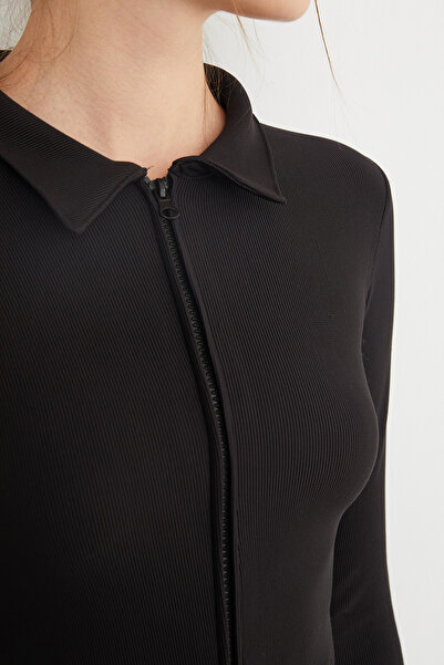 Fulla Moda Μπλούζα με διπλό φερμουάρ και γιακά πόλο