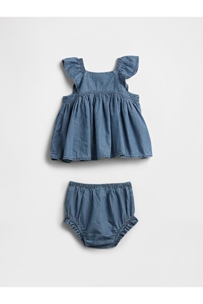 GAP Bebek Koyu Mavi Fırfırlı İşlemeli Outfit Set