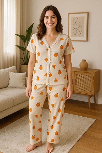 cdh çeyize dair herşey Orange Garden Pajama Set