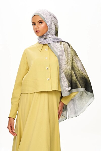 MOISCARF Echo D'Orient Zero Weight Patterned Shawl Dark Green