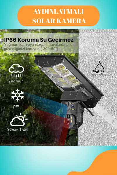 Venas 6MP FullHD Sokak aydınlatmalı 20.000 Mah bataryalı Solar Panelli Hareket sensörlü Projektör kamera