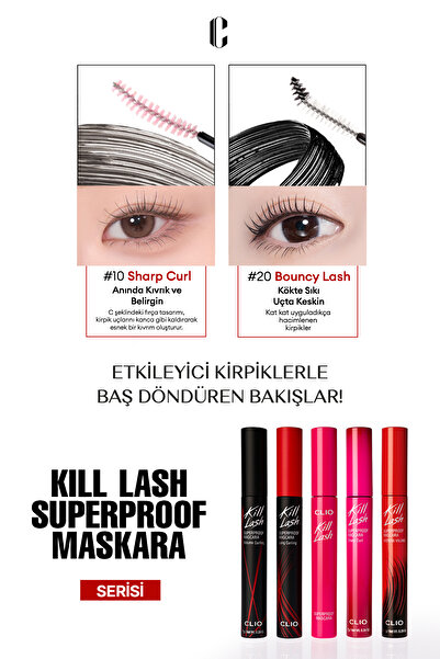 CLIO Hacimli Kıvrık Kirpik Etkisi Veren Maskara CLIO Kill Lash Superproof Mascara (02 Volume Curling)