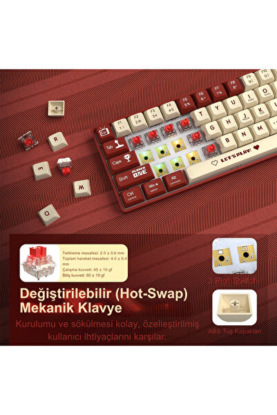 Ajazz AK680 Kablolu Brown Switch Mekanik Klavye-Rainbow Aydınlatma Hot-Swap