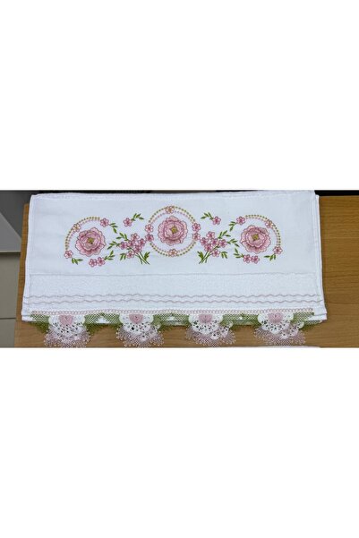 Firdevs İğne oyalı pembe havlu