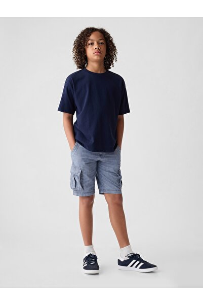 GAP Erkek Çocuk Mavi Denim Kargo Şort