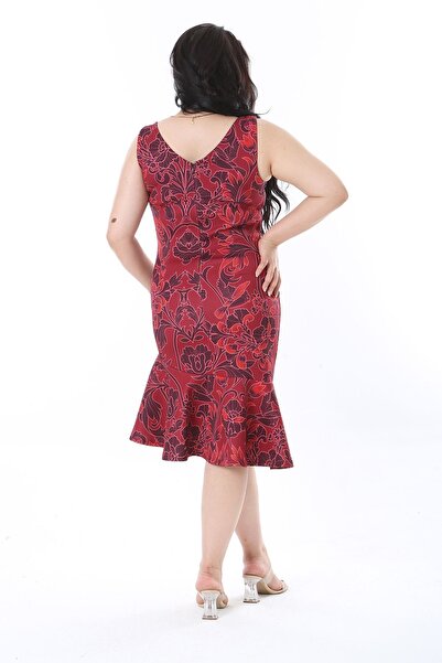 Şans Костюм для дайвінгу великого розміру - спідниця з воланами, прихована блискавка, бордовий - 65N38236