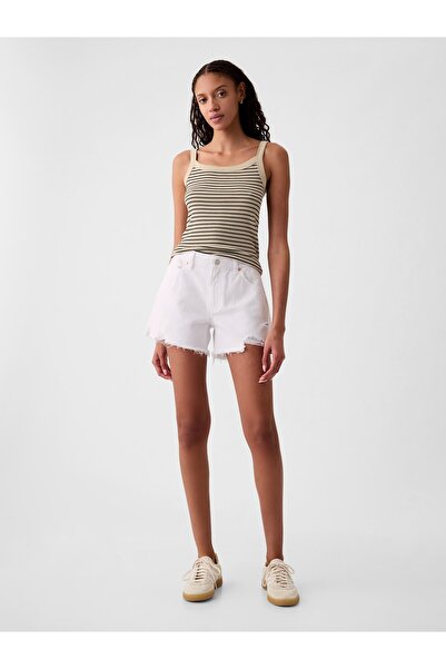 GAP Kadın Beyaz 4" Low Rise Stride Denim Şort