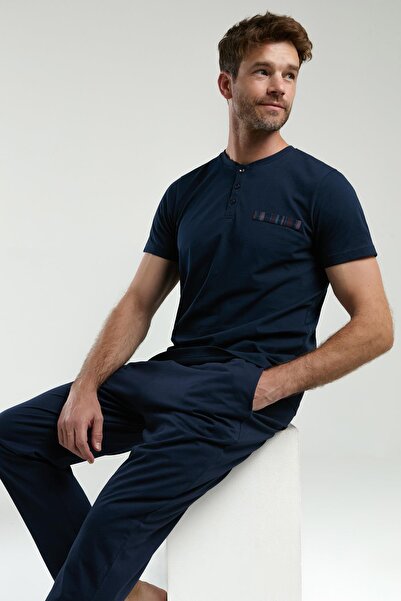 Arnetta Men's Short Sleeve Button down Judge Collar Shorts 3-Piece Pajamas Suit