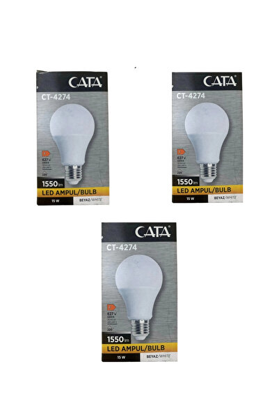 my medom Cata Ct-4274b 15w Led Ampül E27 6500k Beyaz Işık 3 adet 1550 Lm (15W=100W)