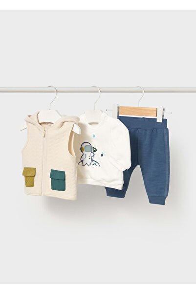 MAYORAL Baby Boy Tracksuit Vest Set Cream