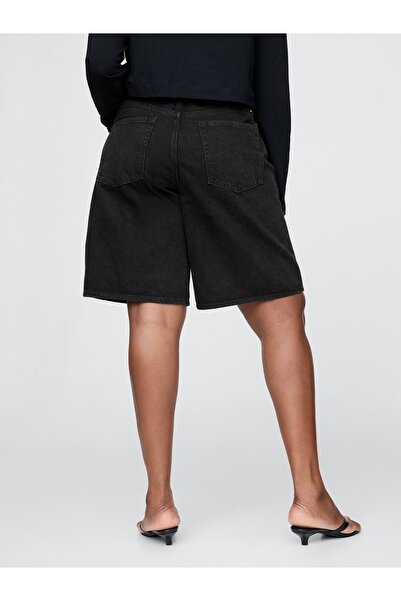 GAP Kadın Siyah 11.5" Mid Rise Longline Denim Şort
