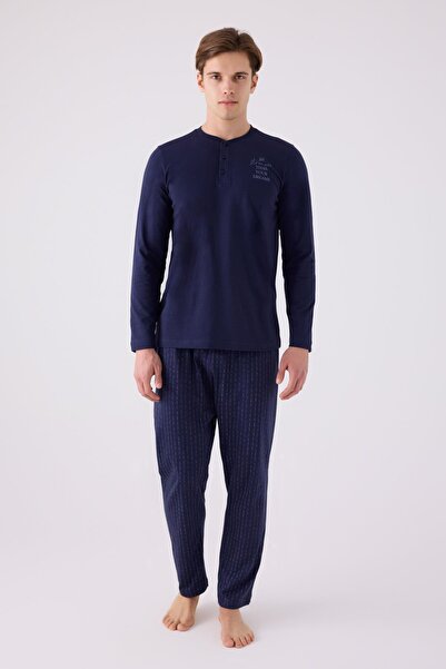 Arnetta 3130 Чоловічий піжамний комплект з довгими рукавами та ґудзиками