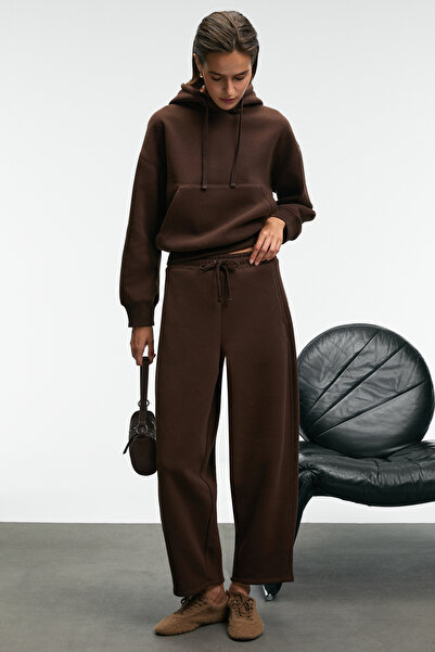GRIMELANGE Selorin women's baggy brown sweatpants with double pockets