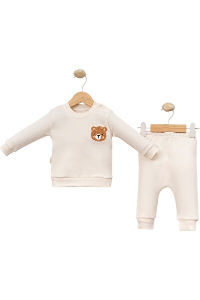 Ozz Baby Baby 0/1-0/3 Months Teddy Bear Embroidered Hospital Release Newborn Sweatshirt-No Booties Bottom