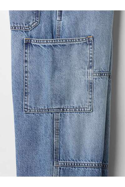 GAP Erkek Çocuk Mavi Baggy Kargo Jean Pantolon