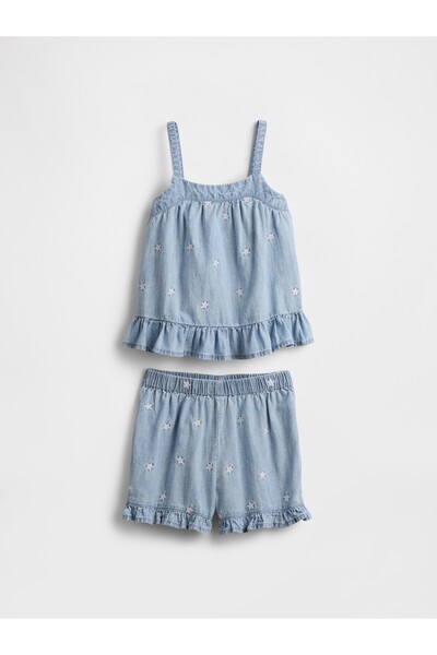 GAP Kız Bebek Açık Mavi Askılı Outfit Set