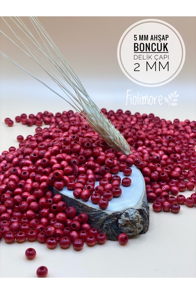 Fiolimore Κόκκινες ξύλινες χάντρες 5 mm (25 γραμμάρια 315 τεμάχια) Διάμετρος ...