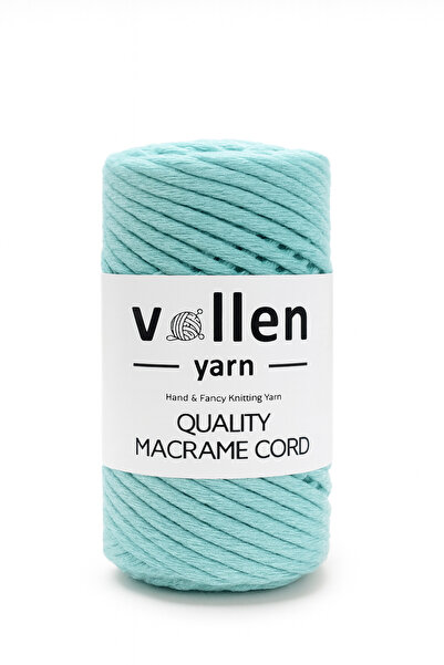 vollen yarn Taranan Makrome Ipi, 3mm Tek Büküm,makrome Örgü Ipi, Taranabilir Pamuk Makrome, Su Yeşili
