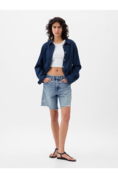 GAP Kadın Açık Mavi 8" Mid Rise '90s Loose Denim Bermuda Şort