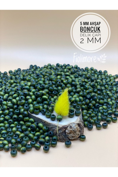 Fiolimore خرز خشبي أخضر كاكي 5 ملم (25 جرام 315 قطعة) قطر الفتحة 2 ملم سوار م...