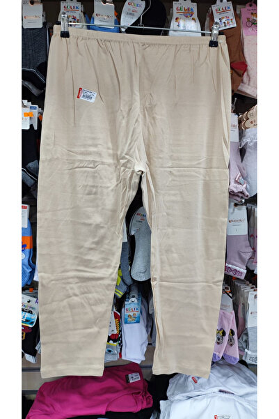 Ceylanoğlu Kadın 3 lü % 100 Pamuklu Penye Ribana Katlamalı Dizaltı Tayt 235 Ten