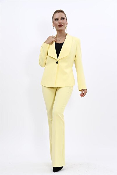 ÖNDER ÖZSOY American Collar Classic Jacket & Spanish Leg Trousers-Yellow
