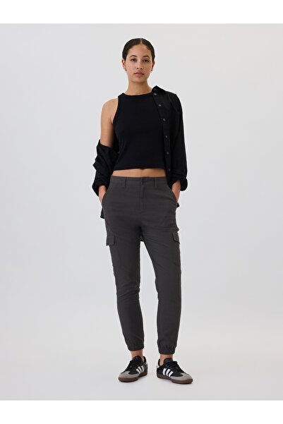 GAP Kadın Siyah Twill Jogger Kargo Pantolon