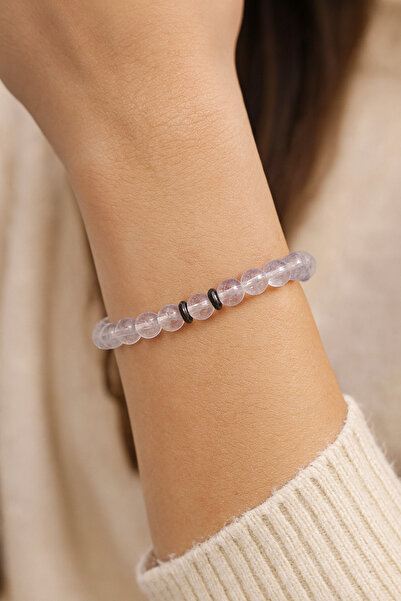 LOVELOTUS سوار من حجر التوباز الطبيعي بتصميم أنيق على شكل كرة مقطوعة