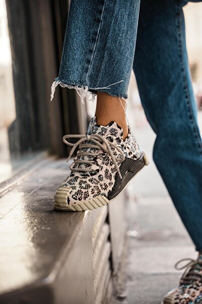 diclepolat Béžový leopardí vzor - kamenná detailní ortopedická dámská sportovní obuv