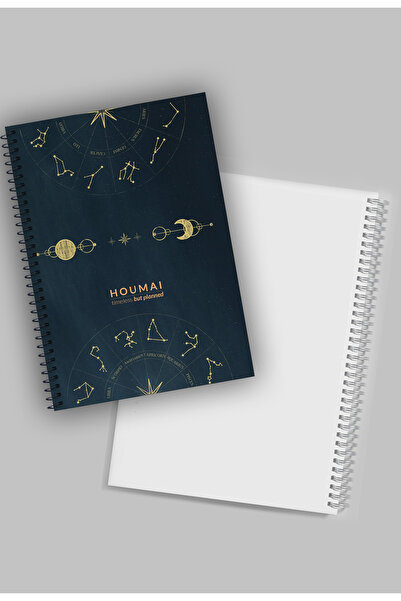Yıldızistan A5 Unlined Spiral Bound Cardboard Cover 96 Pages Houmai Special Collection Quality Printing School Notebook