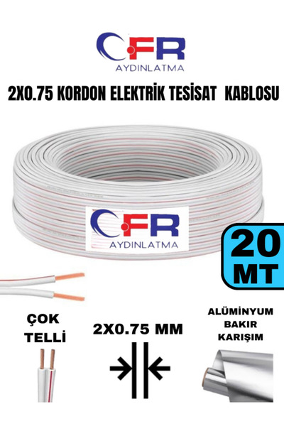 CFR LED AYDINLATMA 2X0.75 Kordon Çok telli Elektrik Tesisat Kablosu 5,10,15,2...