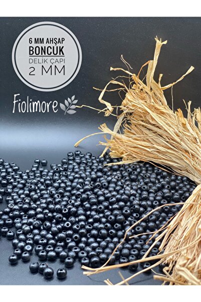Fiolimore Mărgele din lemn negru de 6 mm (25 grame 175 bucăți) Diametru gaură...