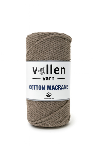 vollen yarn Премиум памучно макраме - 2 мм верижка Supla, кафяв шнур за чанта