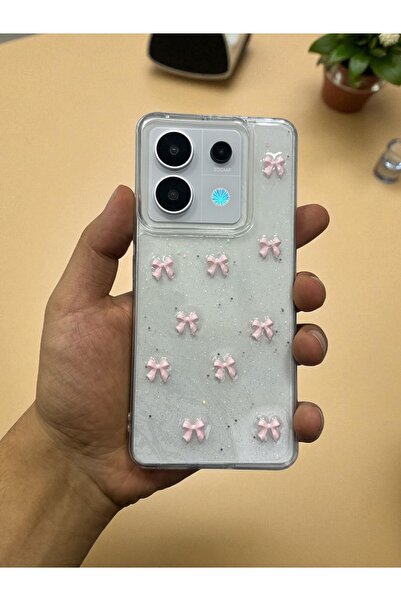 KVK PRİVACY Xiaomi Note 13 Pro 4g Uyumlu Pembe Fiyonk Desenli Şeffaf Yumuşak ...