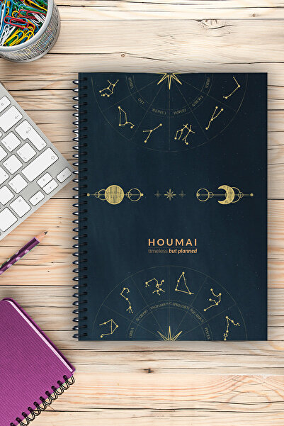 Yıldızistan A5 Lined Spiral Bound Cardboard Cover 96 Pages Houmai Special Collection Quality Printing School Notebook
