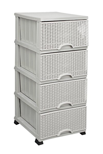 LeesHome Büyük Boy Taş 029 Elif Kapaklı 4 Plastik 4 Çekmeceli Komidin Sebzeli...