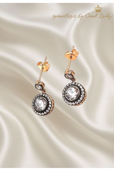 lpsankara Elmas Montür Vidalı Gümüş Küpe