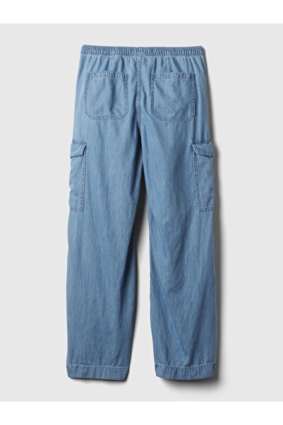 GAP Kadın Mavi High Rise Pull-On Kargo Jean Pantolon